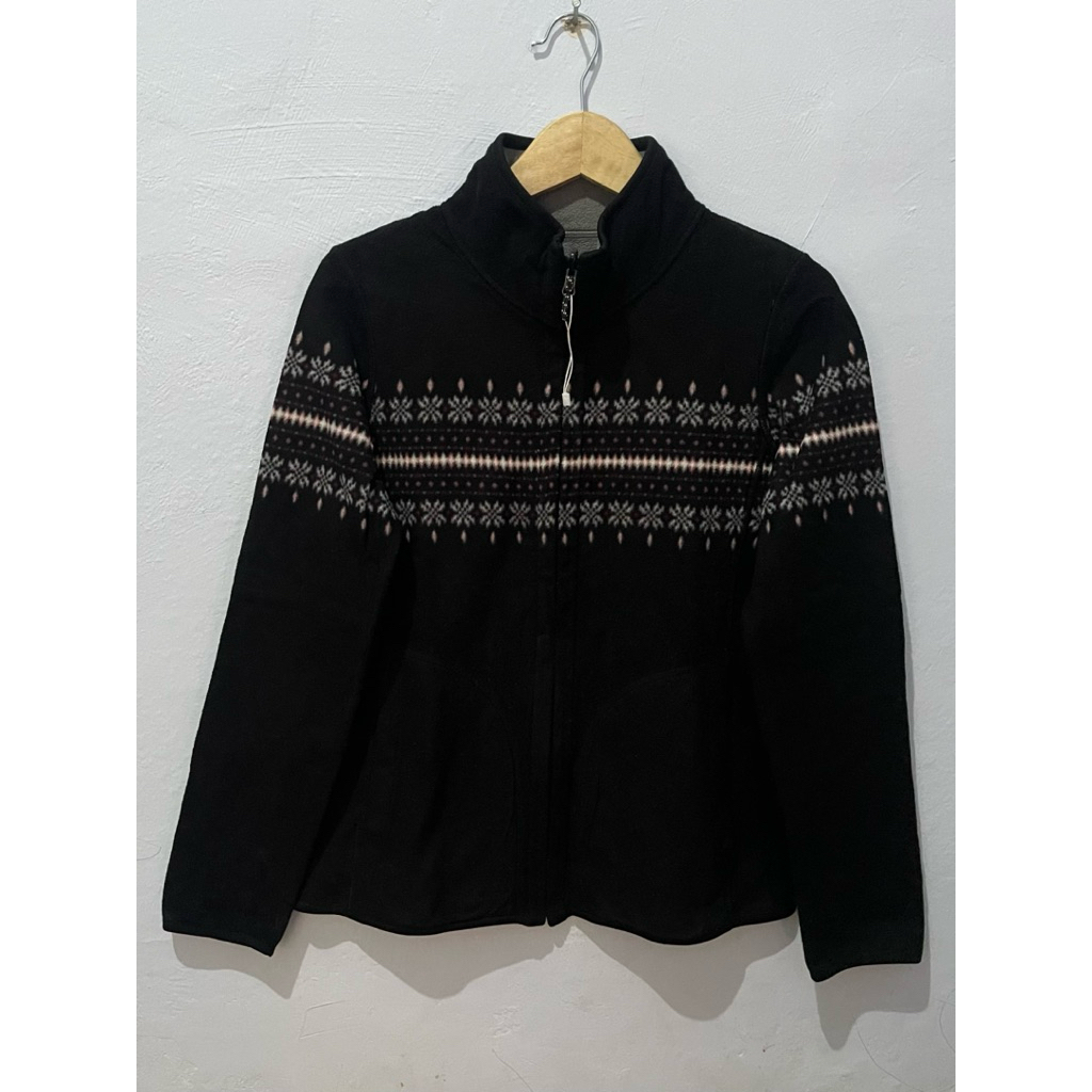 Jacket Fleece Uni Bolak Balik Original Second