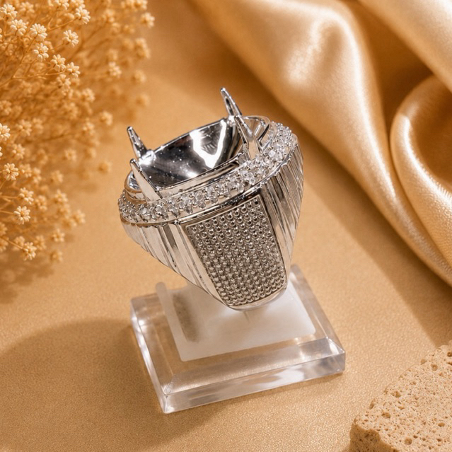 Ring/Emban Cincin Alpaka Super Jumbo - Oval 25x18 mm