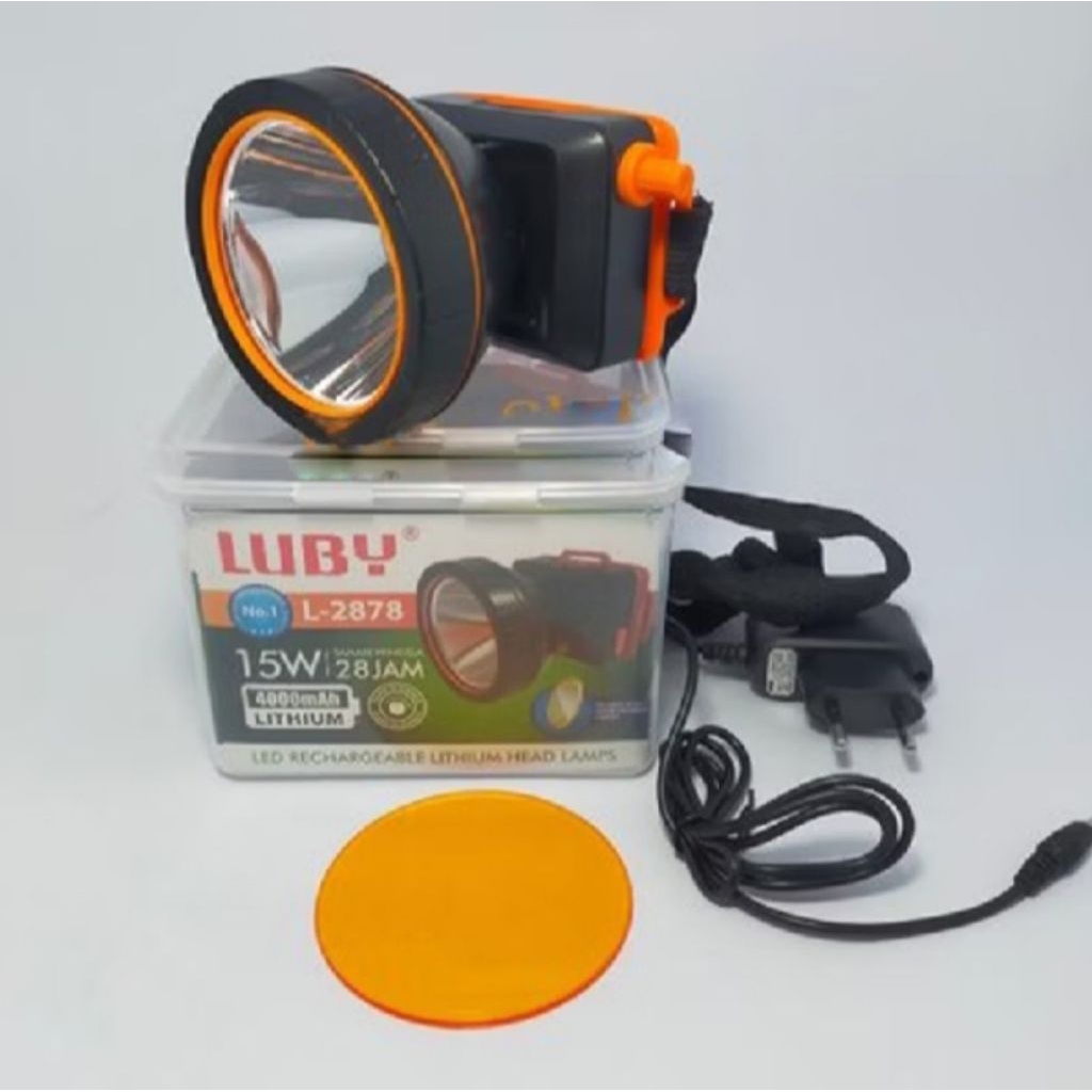 Senter Kepala Luby 15 Watt L-2878 LED Putih Waterproof Original