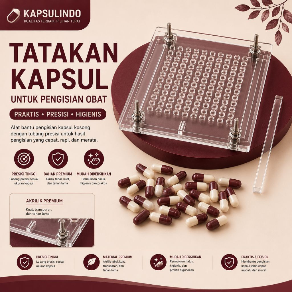Tempat pengisian kapsul kosong/tatakan kapsul/alat pengisian isi 100 kapsul kosong dari ukuran 00-4