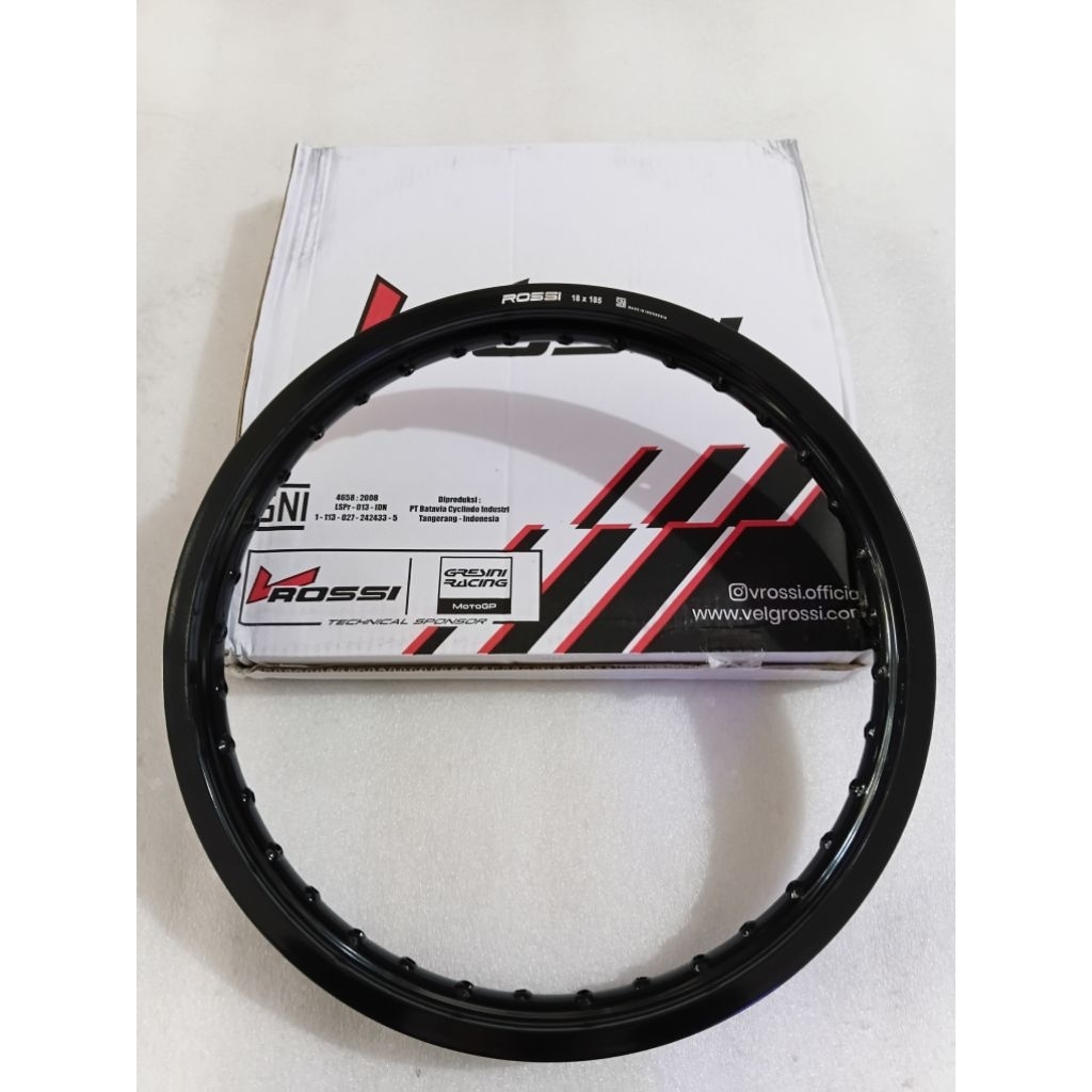 Velg Lingkar V Rossi 18x185, Lingkar Original Vrossi Black/Hitam Glossy