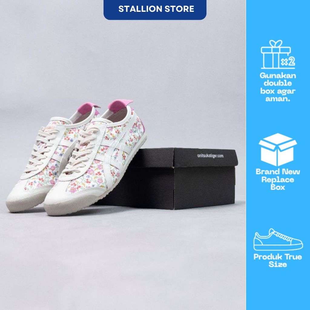 SEPATU CASUAL / SNEAKERS MEKS OT LACES - WHITE PINK FLORAL COTTON CANDY