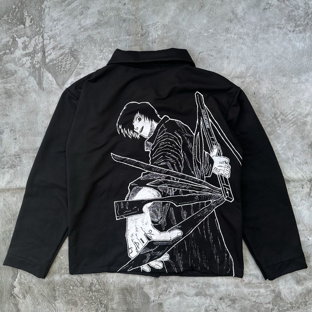 1ON1 NAGUMO SAKAMOTODAYS Work Shirt Rework Handmade Painted | Hoodie Painted | Hoodie Reworked | Hoo