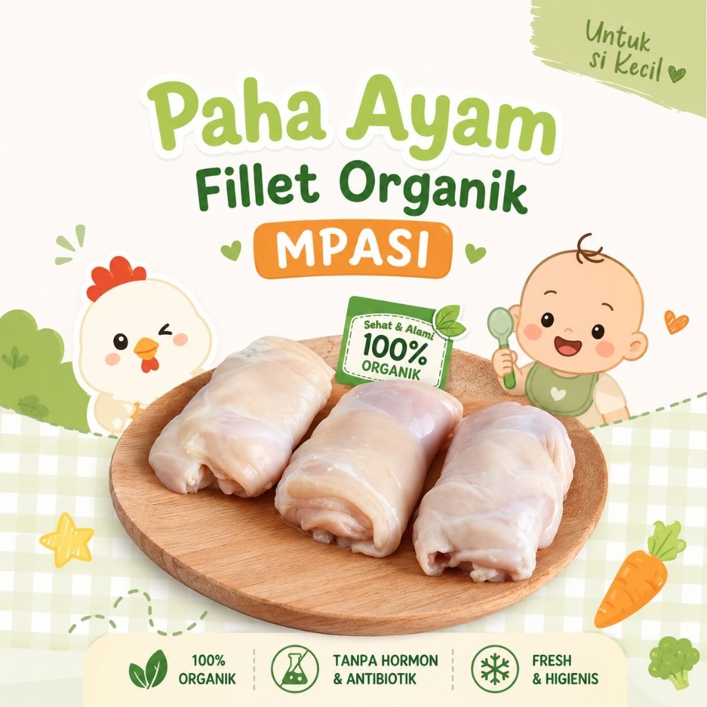 Paha Ayam Fillet Organik MPASI | Ayam Organik 100% | Tanpa Hormon & Antibiotik