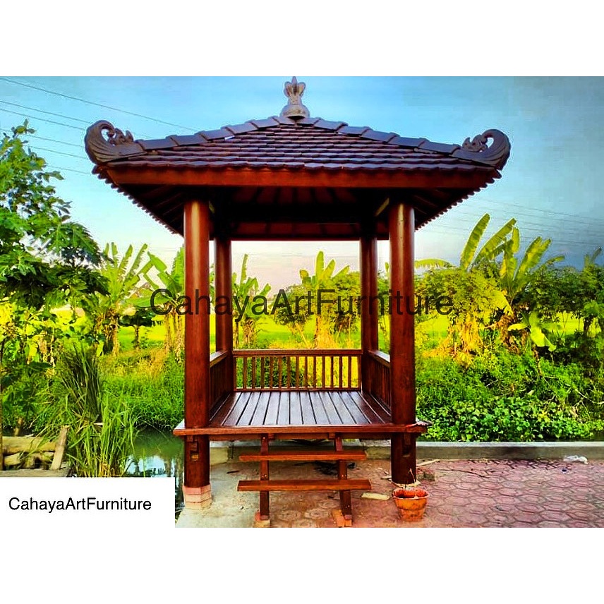 GAZEBO MINIMALIS KAYU MAHONI | GAZEBO KAYU JATI MINIMALIS TERMURAH
