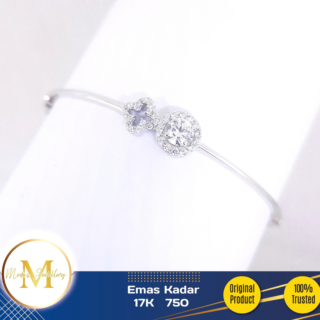 MODIS JEWELLERY - Gelang Bangle Chelsea Clover Putih - Emas 17k  750
