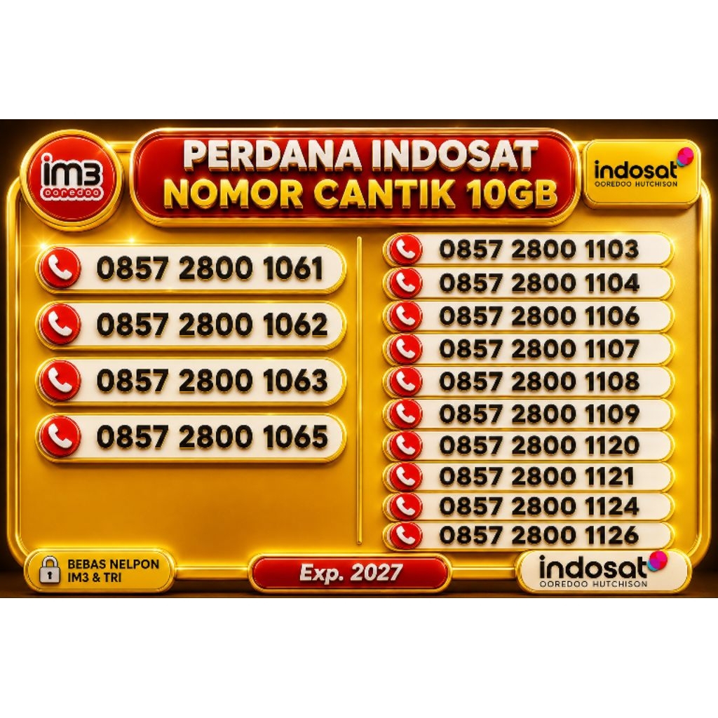 Perdana Indosat IM3 Nomor Cantik 10GB 30 Hari