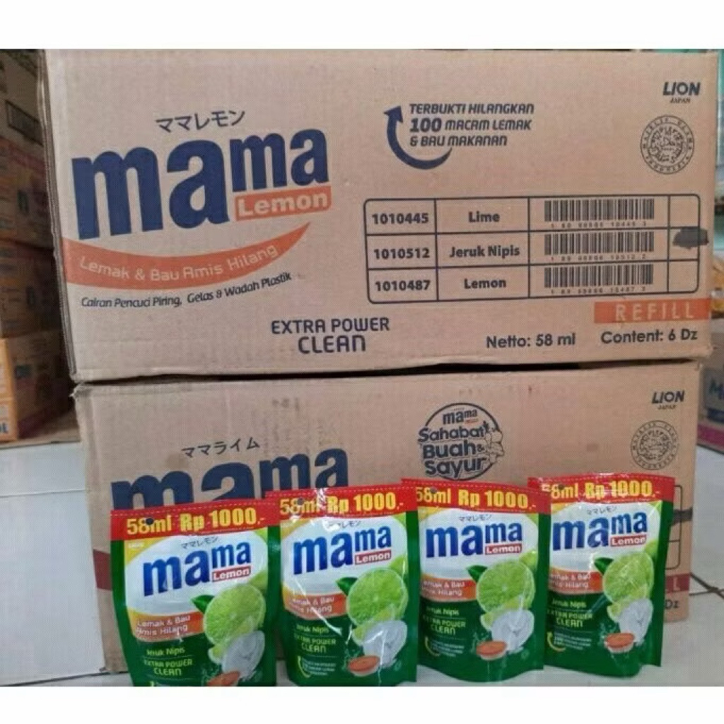 (1 Dus) Mama lemon 58 ml / Mama lemon kemasan 1000