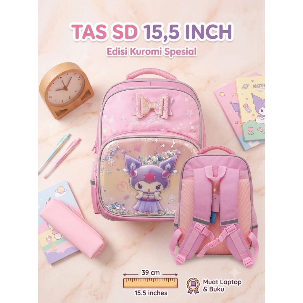 Tas ransel Korea Supreme size SD 15,5 inch Kuromi