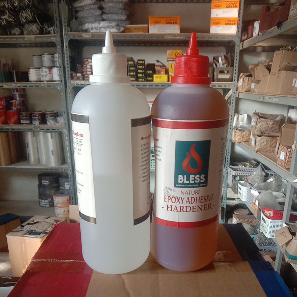 Lem Epoxy BLESS Nature Set Resin dan Hardener - Lem Besi Kayu Beton Plastik