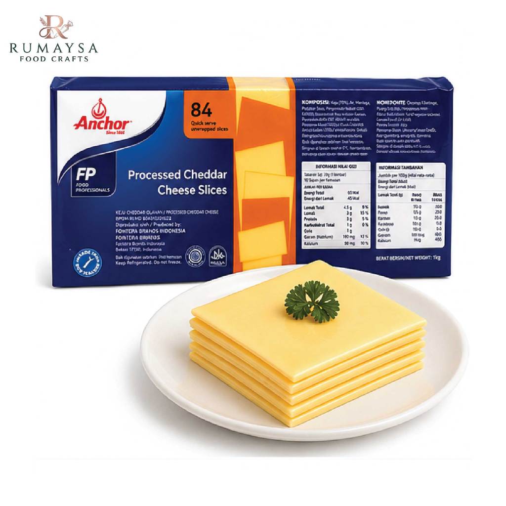 Anchor Keju Cheddar Slice Quick Melt 84 Lembar 1.04 Kg Untuk Burger dan Roti