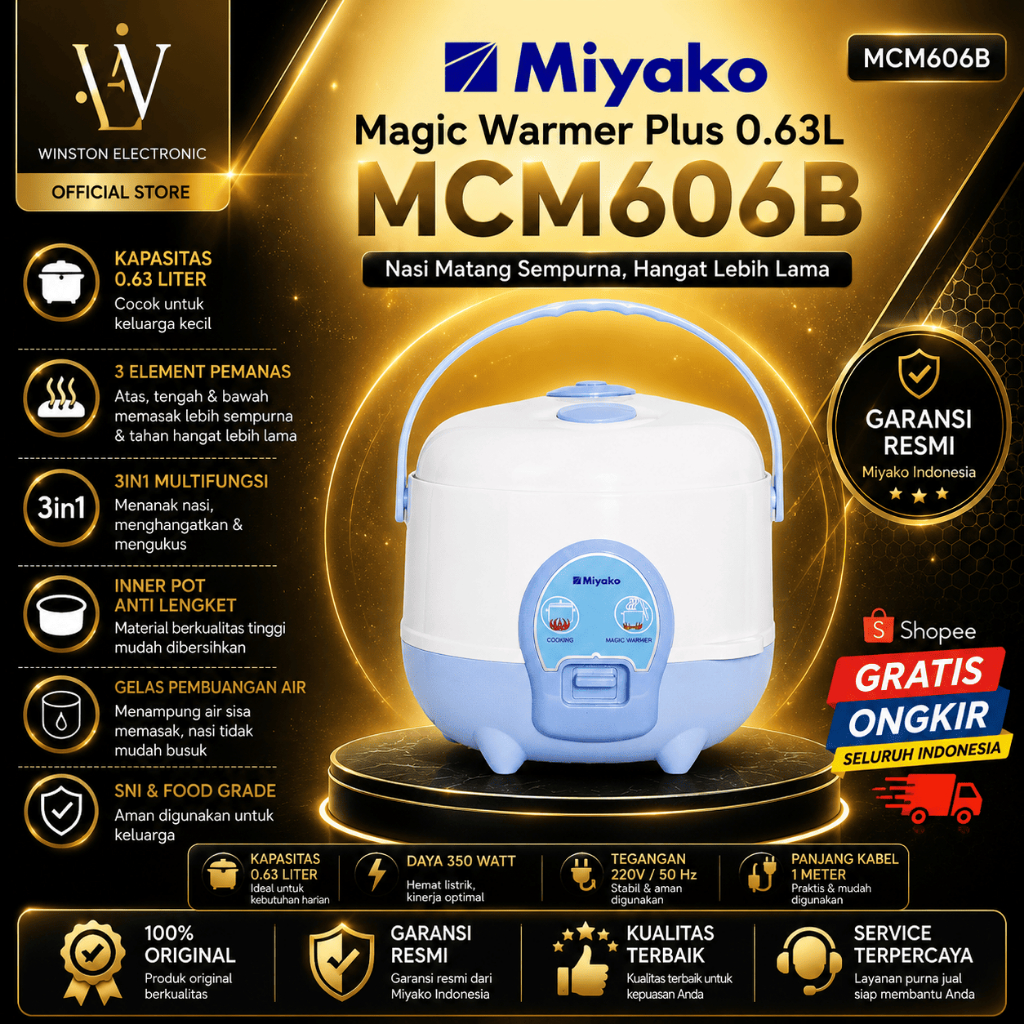 RICE COOKER MIYAKO  MCM 606/MCM-606 /MCM 606 /MCM606 /MIYAKO RICE COOKER ORIGINAL BERGARANSI