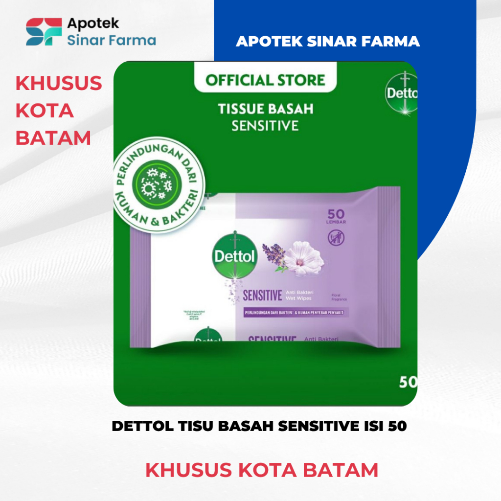 Tisu Basah Dettol Anti Bakteri 50 Lembar - Paket Sensitive