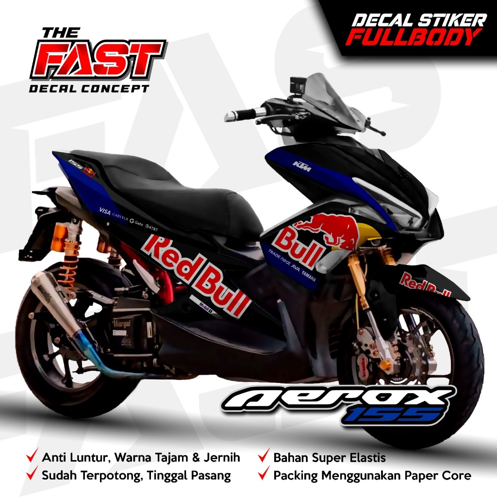 Sticker Decal Aerox Old 155 Motif Terbaru Redbull Striping Fullbody Decal Aerox V1 155 Motif Terbaru