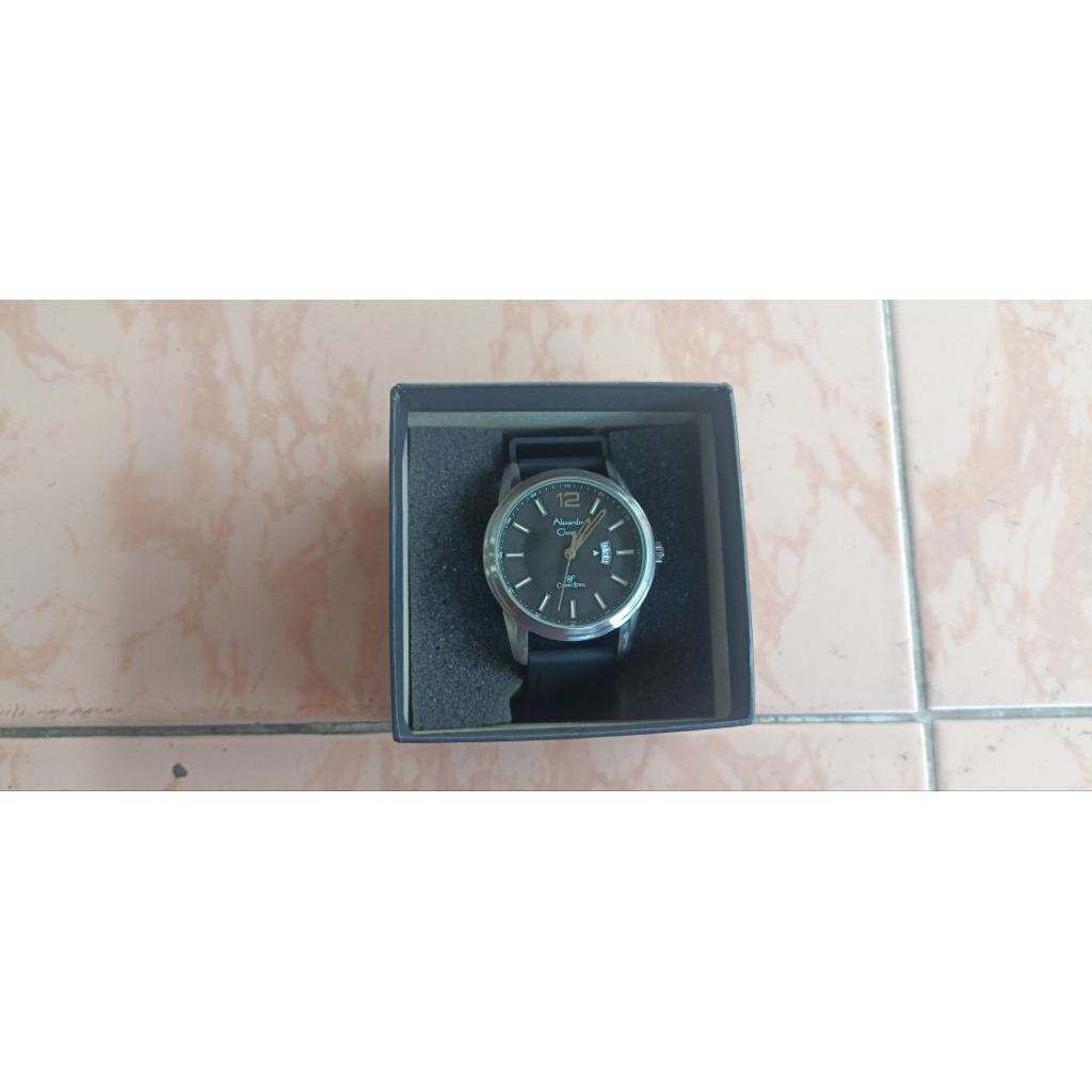 Jam Tangan Pria Alexandre Christie AC 8325MD Classic Steel Strap Rubber Black Dial