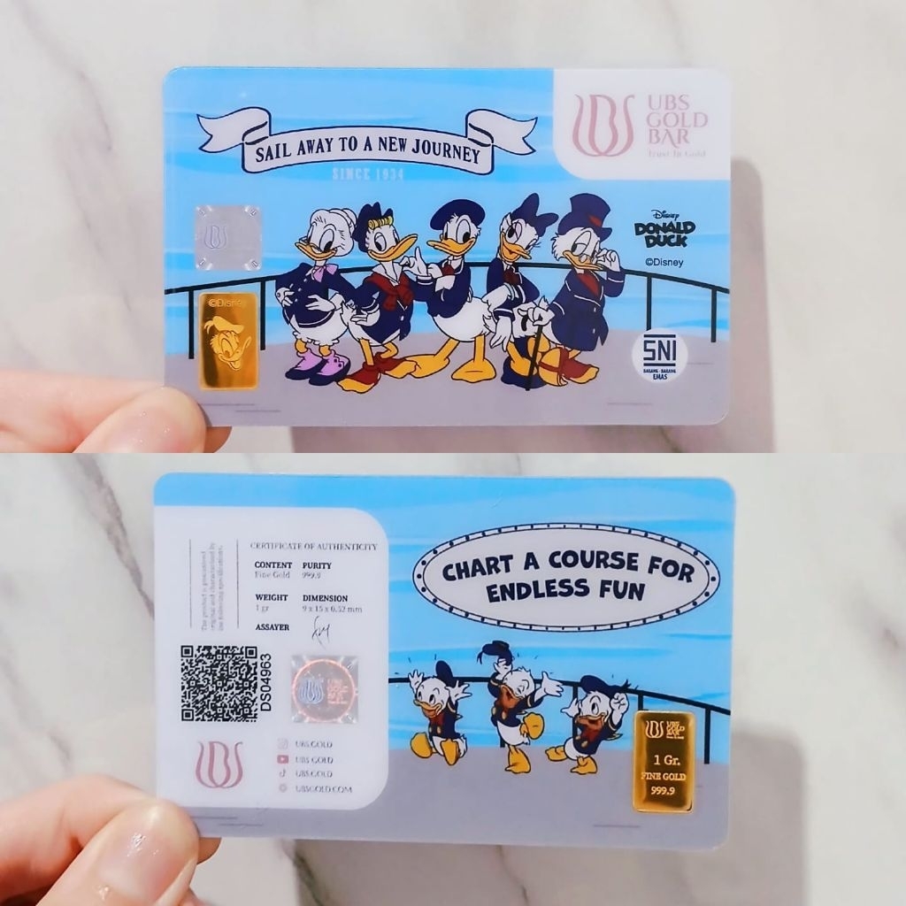 Logam mulia UBS Gold 1 gram donald duck