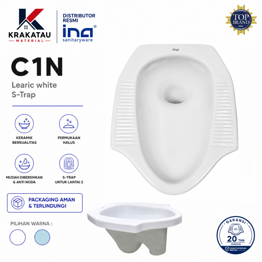 Wc Jongkok | Kloset Jongkok Ina Original | Distributor Resmi Ina | C1N White - Krakatau Material