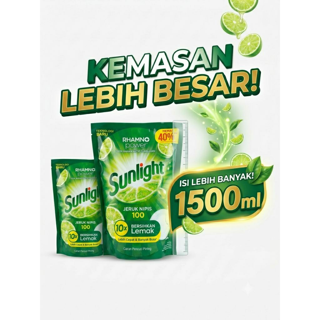 SUNLIGHT SABUN CUCI PIRING 1500ML|harga lebih murah|lebih berbusa|bersih maksimal|menghilang noda me