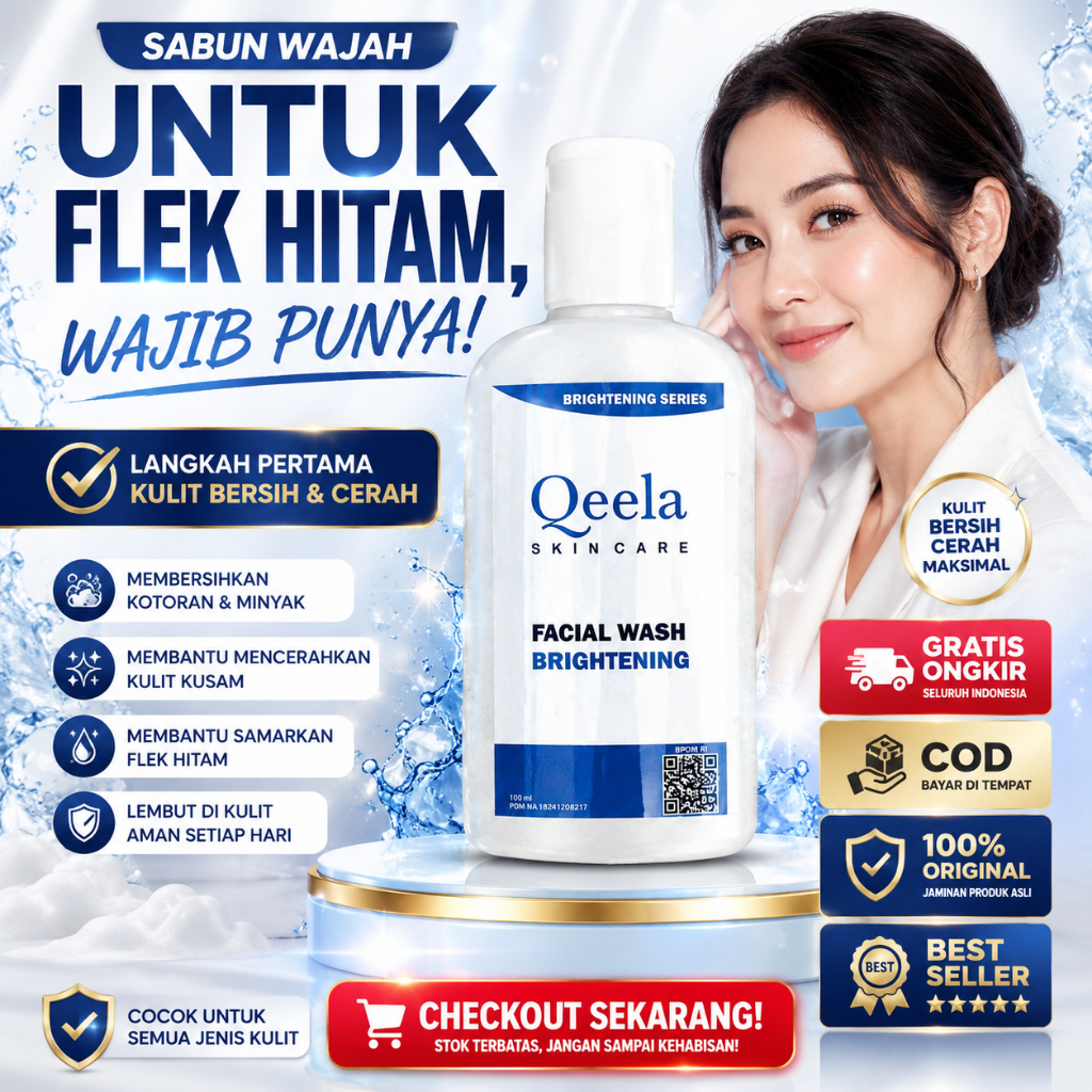Sabun Wajah untuk Flek Hitam / Sabun Cuci Muka Flek BPOM 100ML / Qeela Skincare Facial Wash