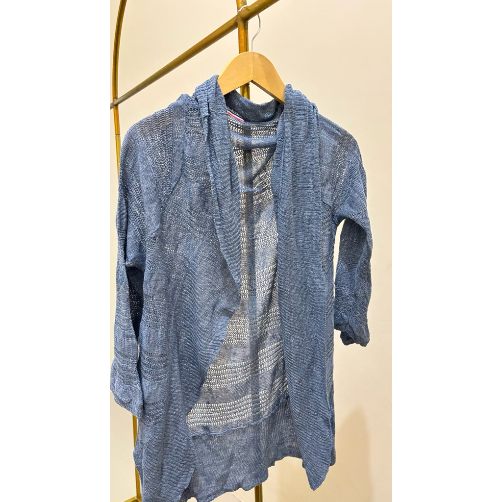 Preloved Cardigan Rajut Wanita Lengan Panjang Outer Knit Biru Denim