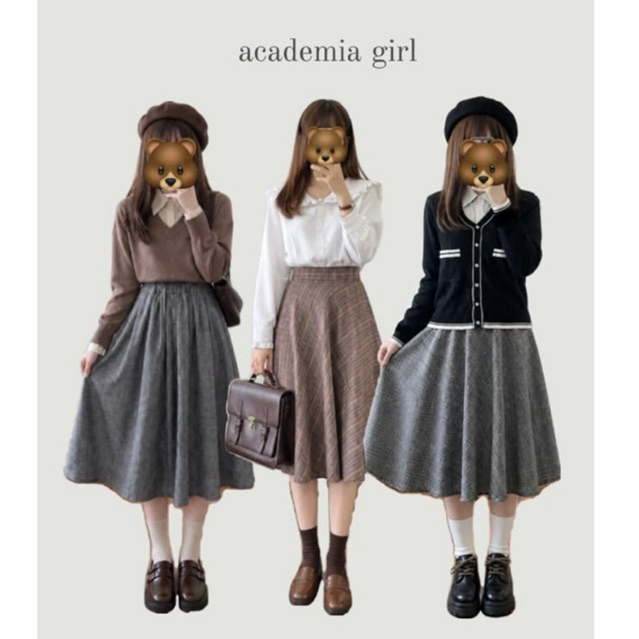 setelan dark academia rok dan atasan (cardigan)