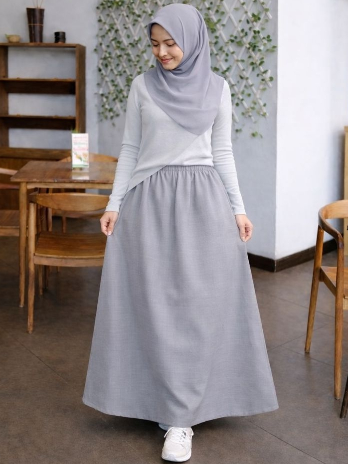 Rok Kerja Polos Muslimah Original AMUNZEN Panjang Full Karet (Produsen Rok Wolfis Balotelli) - COD