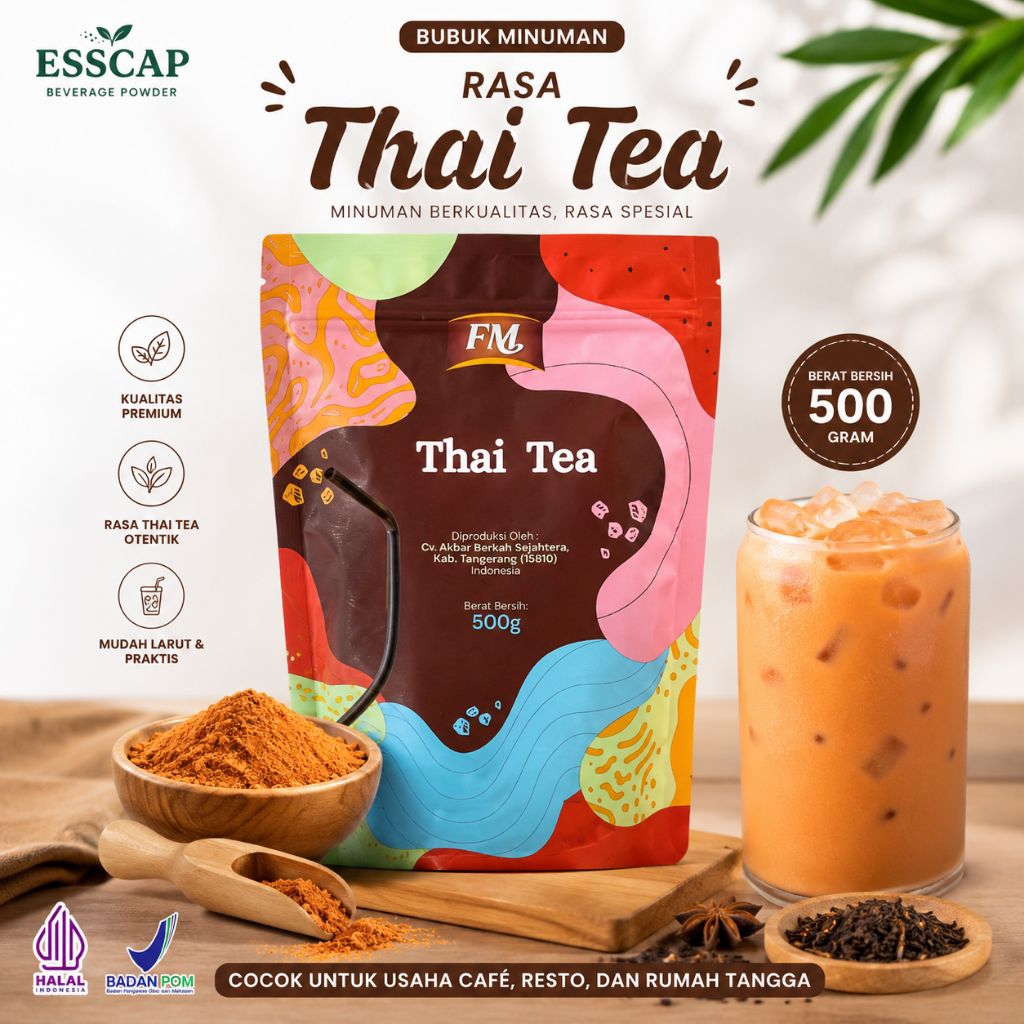 Bubuk Minuman Rasa Thai Tea 500 Gram | Bubuk Thai Tea Premium Creamy untuk Cafe, Booth, Boba & Usaha