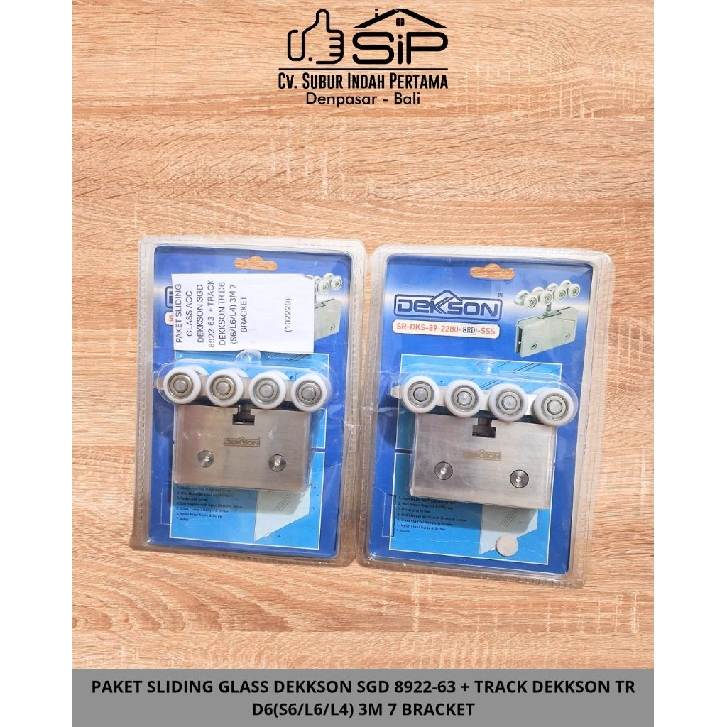 PAKET SLIDING GLASS ACC DEKKSON SGD 8922-63 + TRACK DEKKSON TR D6(S6/L6/L4)3M 7 BRACKET