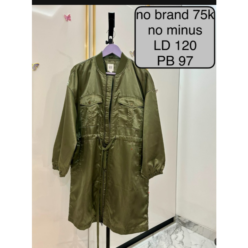 preloved | Long Bomber Jacket Army / Jaket Parka Bomber GAP