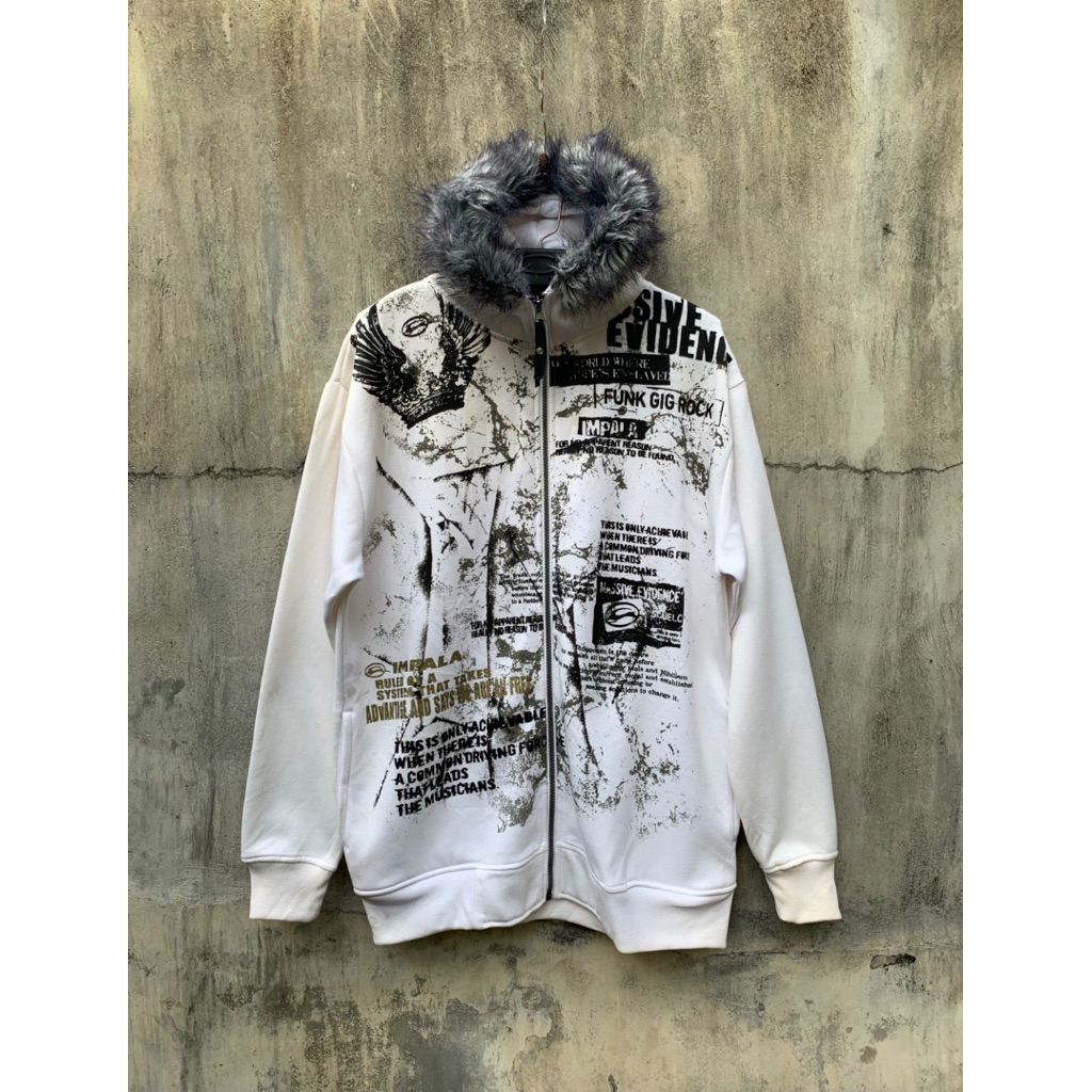 y2k 1mp4la Japan Fur Zip Hoodie if six was nine punk goa lgb grunge