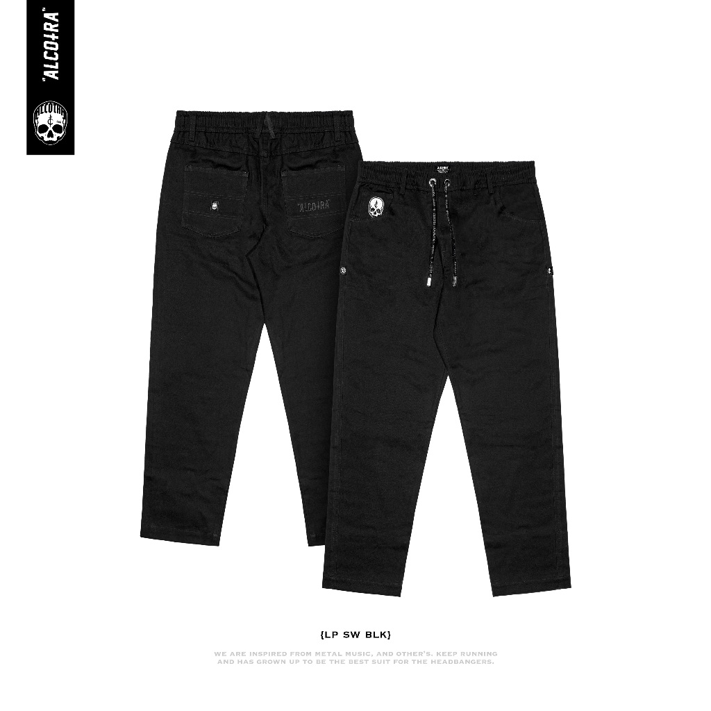 LP SW BLACK // LONG PANTS STRETCH WAIST BLACK // CELANA PANJANG ALCOTRA