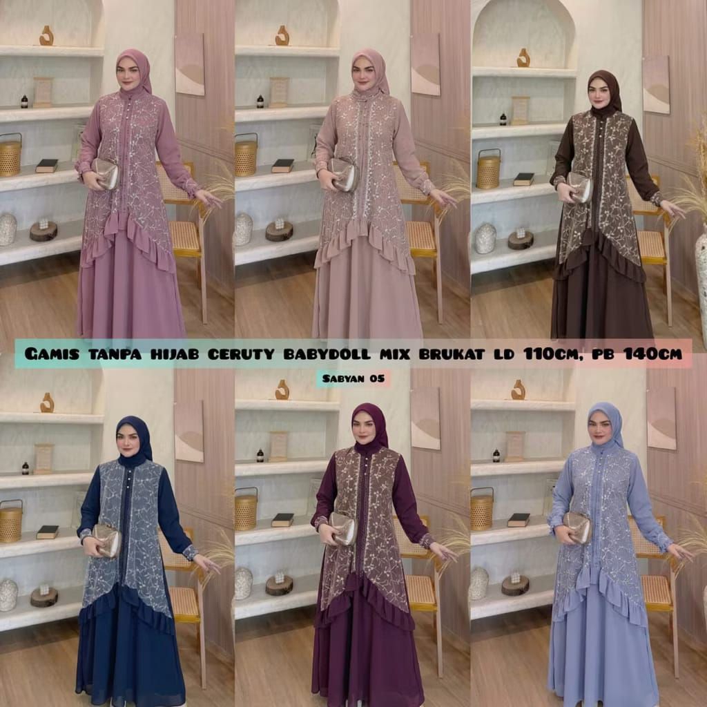 GAMIS CERUTY MIX BROKAT GAMIS KONDANGAN MODEL MEWAH TERBARU