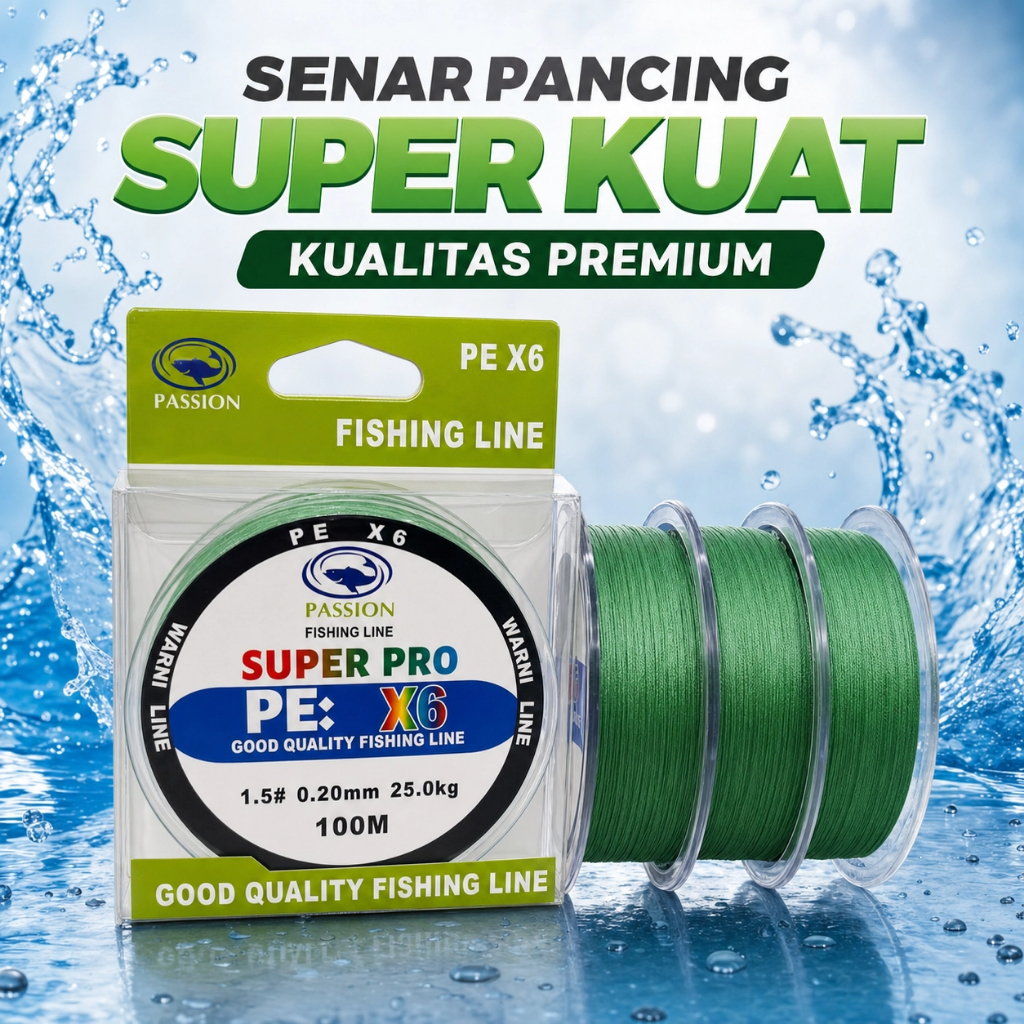Tali PE X6 100M Senar Pancing Kuat Dan Anti Keriting Braided Benang PE benang PE Pancing