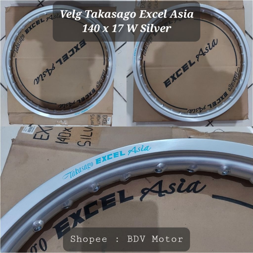 Velg Takasago Excel Asia 140 x 17 W Silver (Velg Excel 140 Ring 17 Silver)