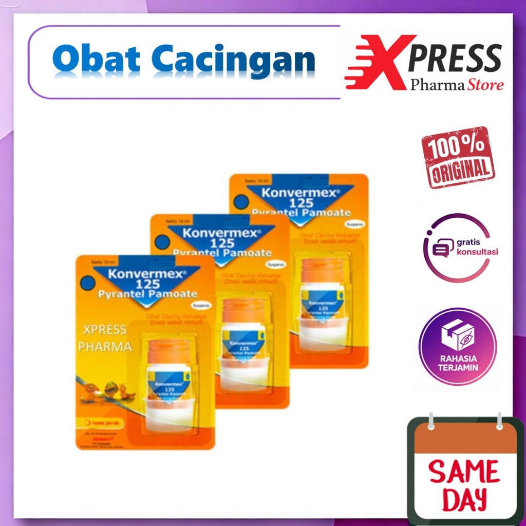 XPRESS ! Konvermex 125 obat Cacing Cacingan Pirantel pamoat Combantrin Pyrantel Konvermek