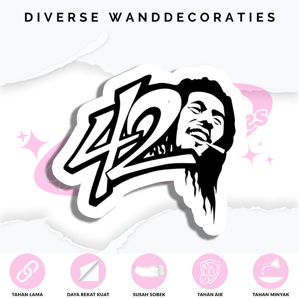Sticker Aesthetic 420 Bob Marley - Stiker Cutting 420 Bob Marley - Sticker Print Cut 420 Bob Marley 