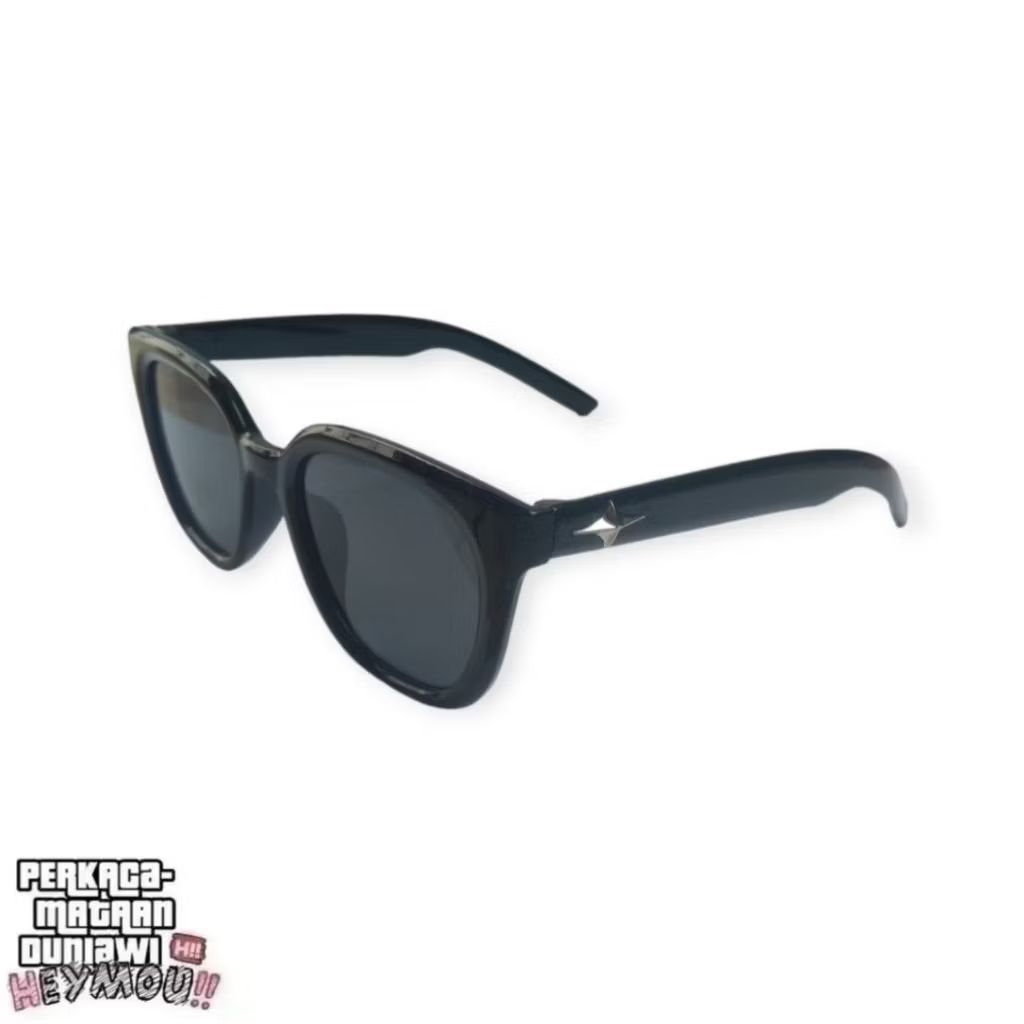 HEYMOU GMBS BOLD STAR SQUARE BLACK GLASSES - BLACK FRAME KACAMATA