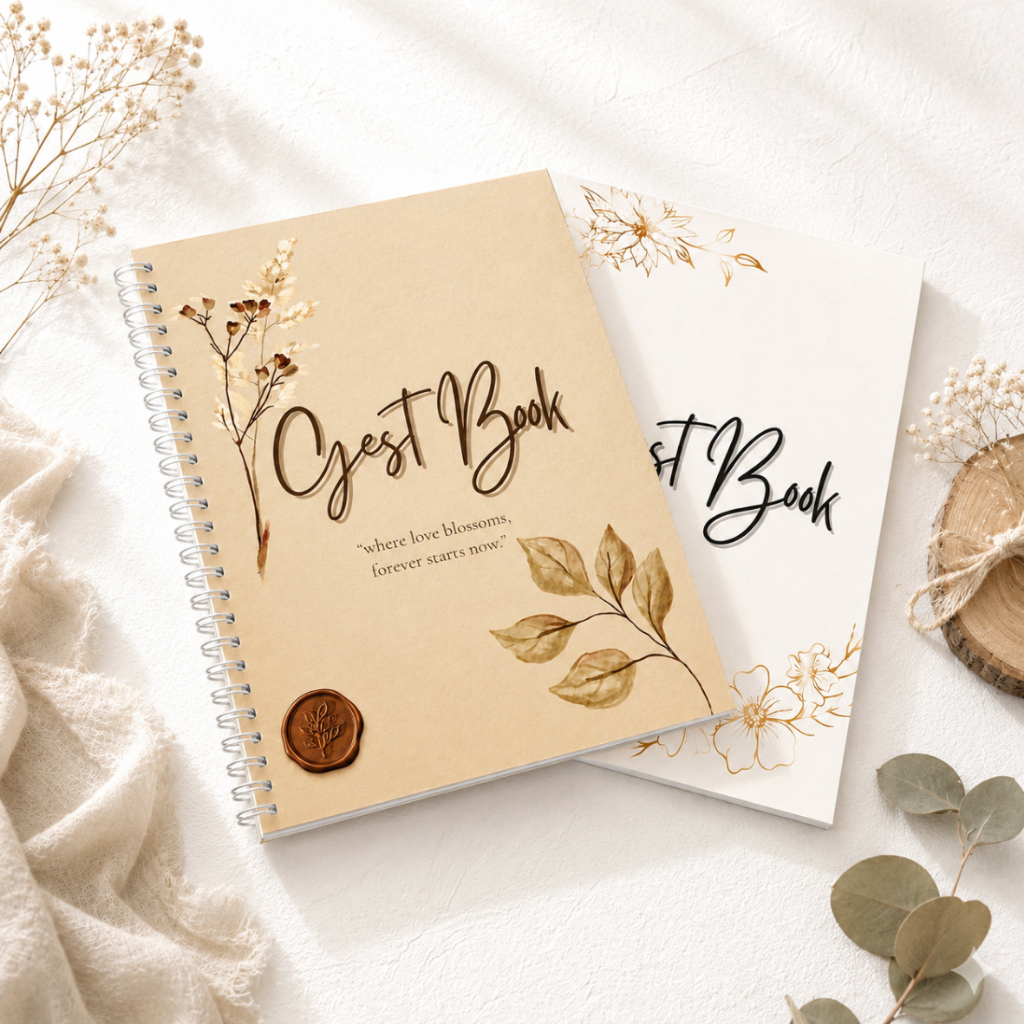 Guest Book Pernikahan Rustic Vintage A5 Buku Tamu Wedding Spiral 100 Lembar Souvenir Nikah
