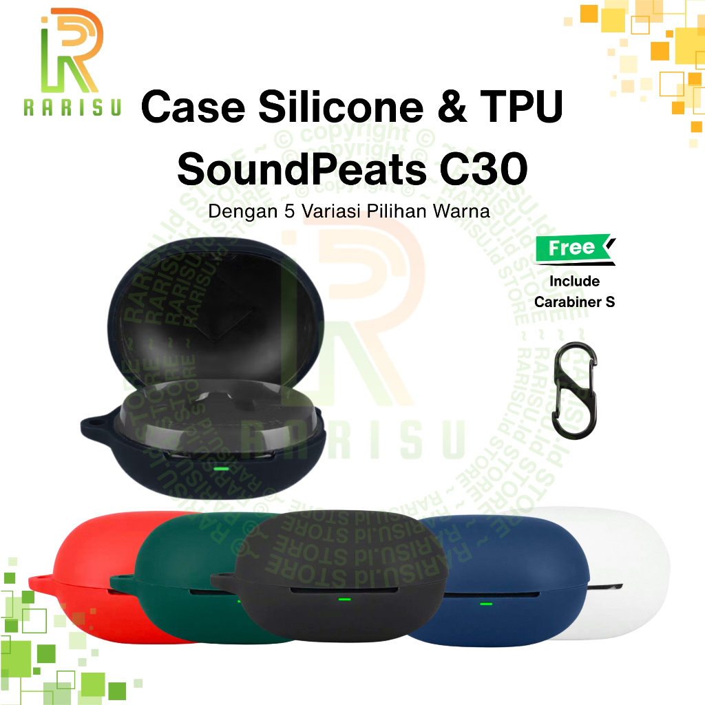 Case Casing Cover Silicone Protective SoundPEATS C30 TWS / SoundPEATSC30TWS + Carabiner