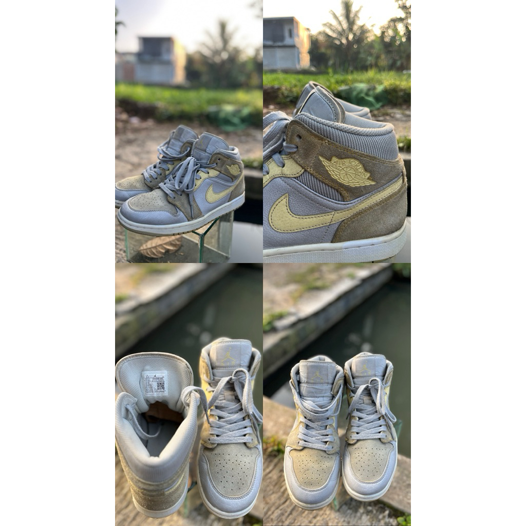 Sepatu NIKE AIR JORDAN 1 MID SE “Lemon wash” original SECOND GOOD CONDITION size 40’5-41