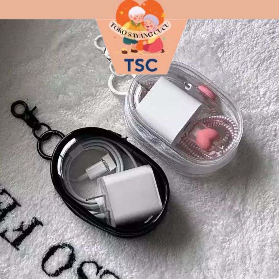 Pouch Travel Dompet Penyimpanan Kabel Charger Headset Transparan Portable Mini Bag