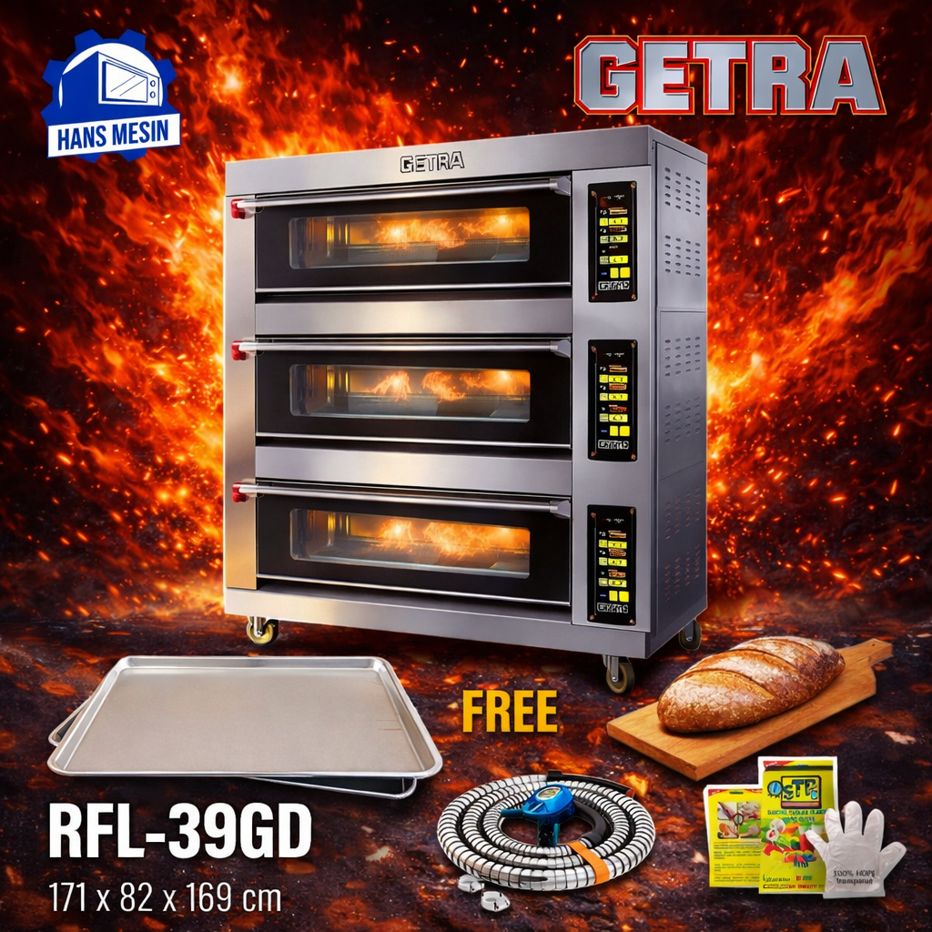 GETRA OVEN GAS 3 DECK 9 LOYANG /  GAS BAKING OVEN (GETRA) RFL-39GD