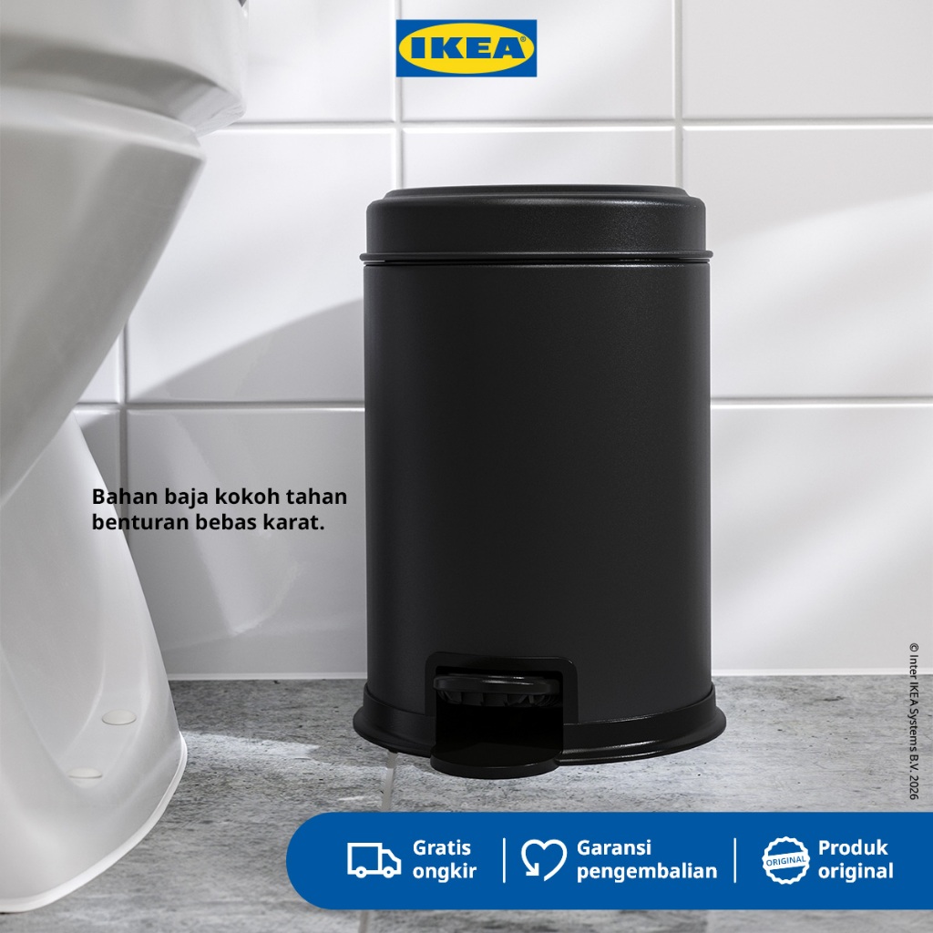 IKEA PARLSLINKE Tempat Sampah Minimalis Hitam 3L