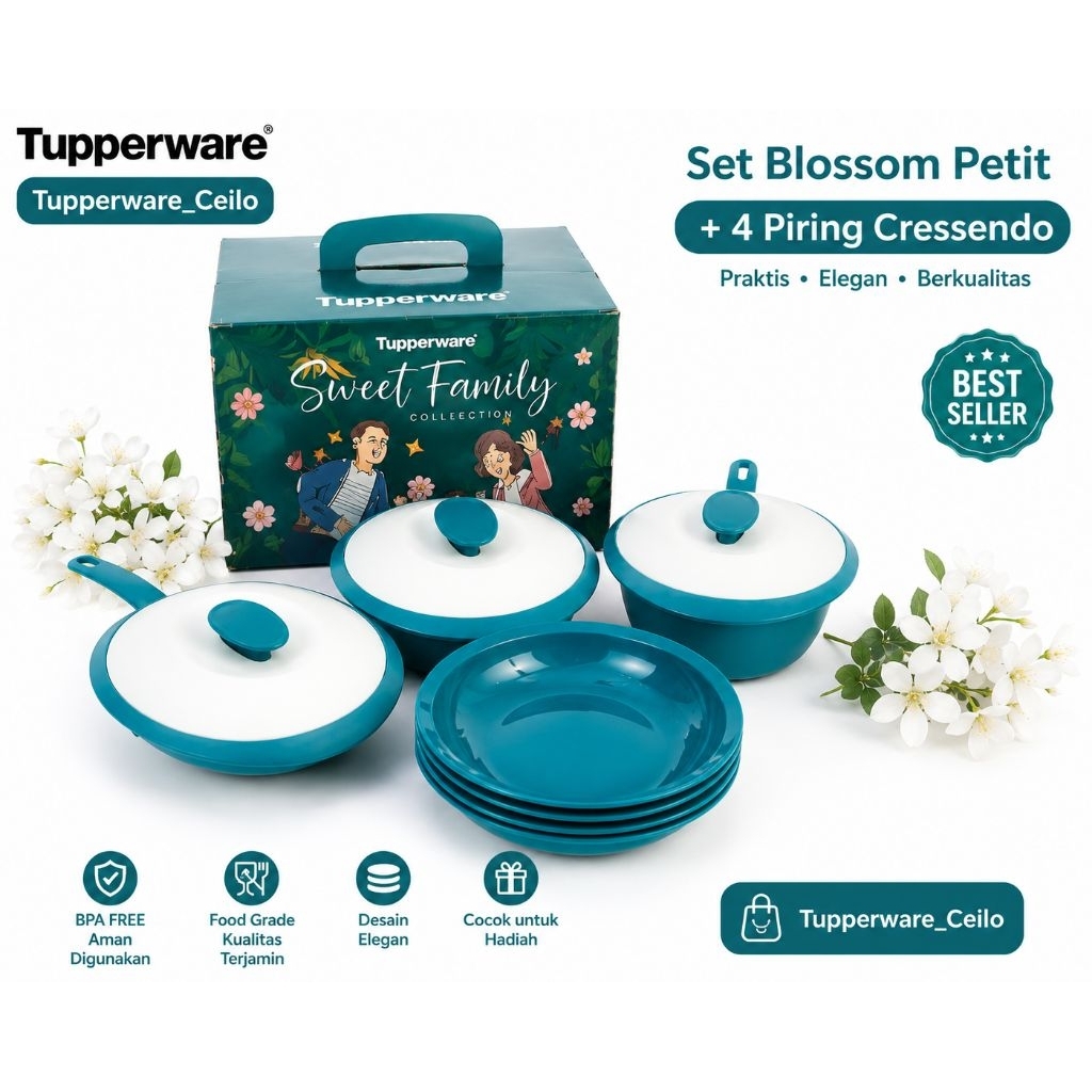 Set Blossom Tupperware + Piring