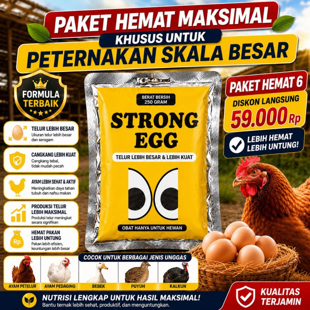 [VITAMIN AYAM PETELUR] Egg Strong 250gr Vitamin B Complex, Ayam Petelur, Pakan Ayam Petelur, Kalsium