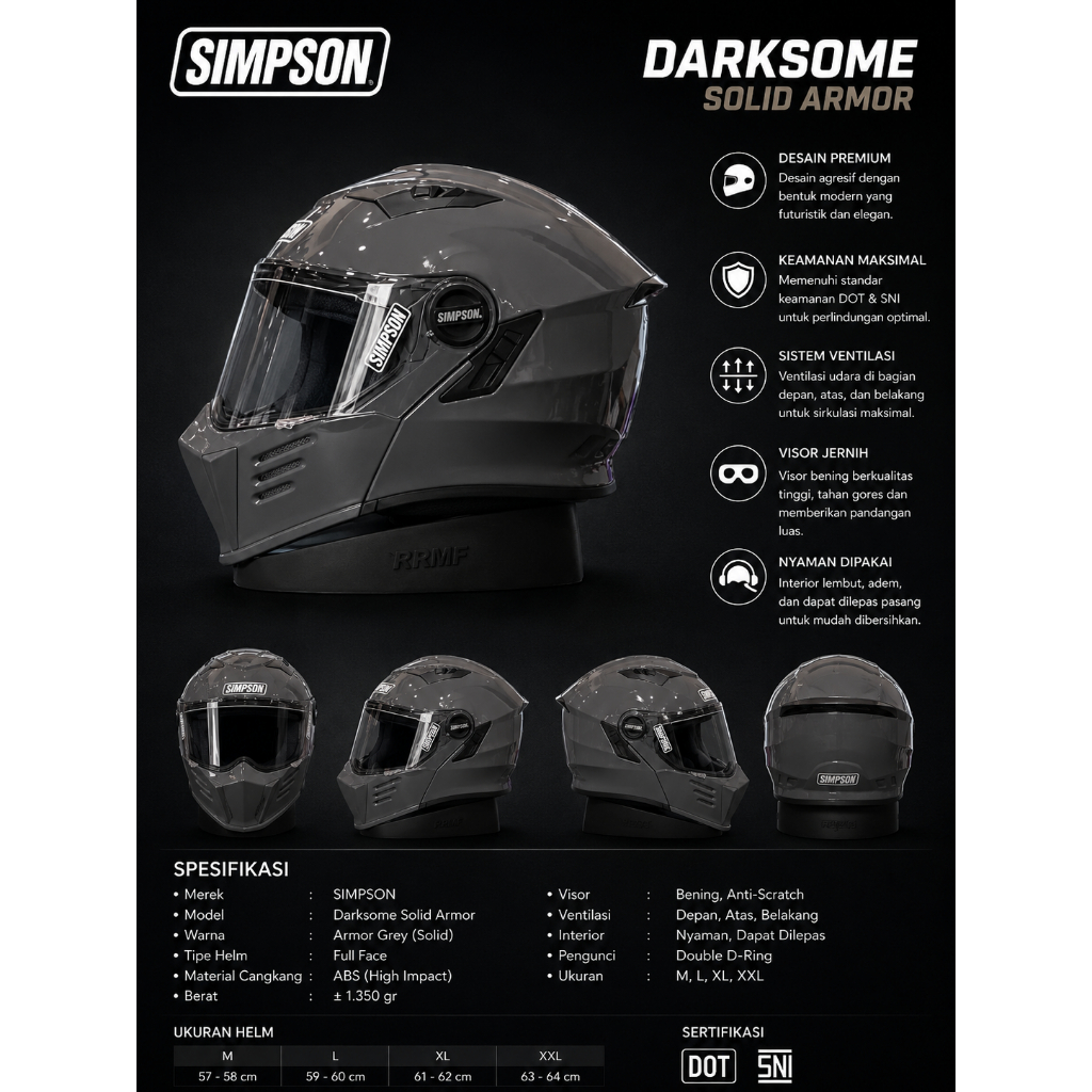 Helm Simpson Darksome Armor Grey Original