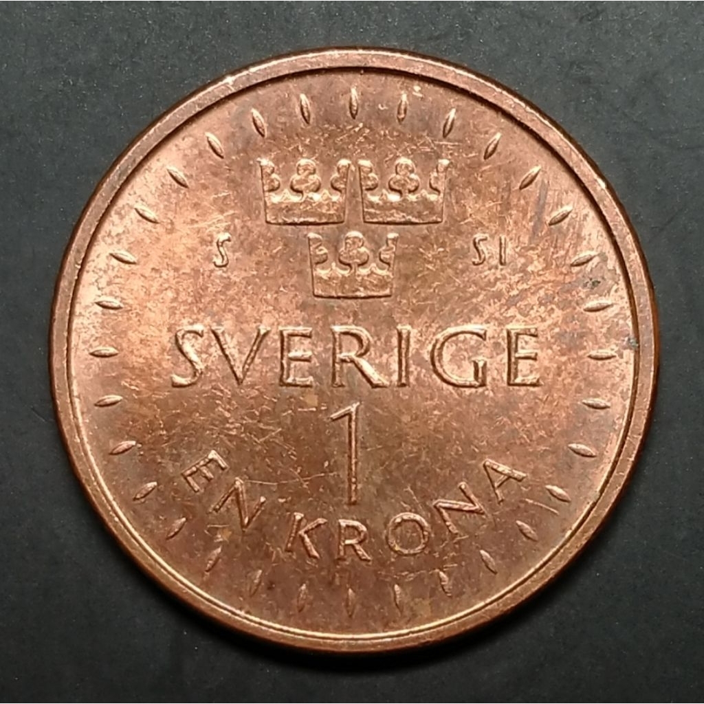 Koin Swedia 1 Krona tahun 2016 hobby koleksi