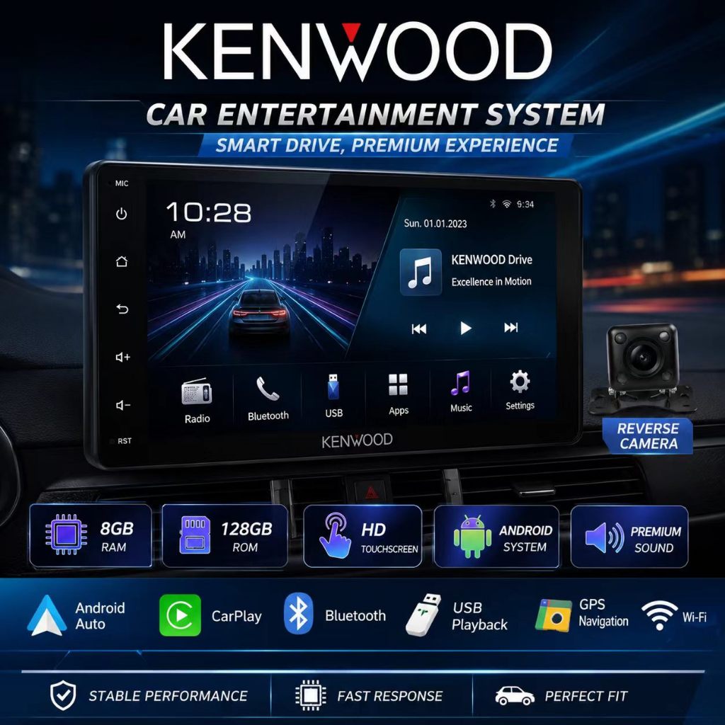 Kenwood 8GB+128GB Android Car Player 9/10 inch MP5 Support Carplay, Android Auto +Free Reverse Camer