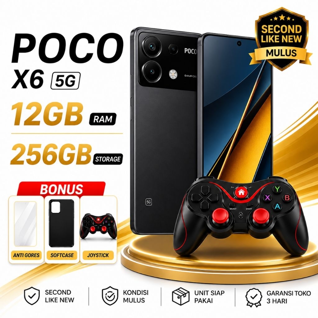 POCO X6 5G Ram 12/256GB Second Mulus Like New Bonus Softcase Anti Gores Joystick Gaming Kamera OIS