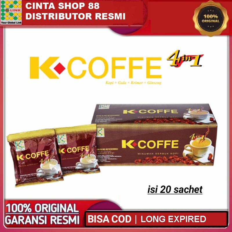 K-Coffee 4in1 Minuman Serbuk Kopi Isi 20 Sachet Original Kopi Gula Krimer Ginseng
